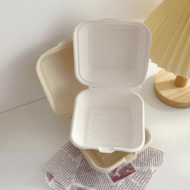 Wooden Disposable Serving Plates Picnic Bento Box Teller Pulp Dessert Cake Burger Packing Fruit 플라스틱 접시 Assiette Jetable Mariage style 3