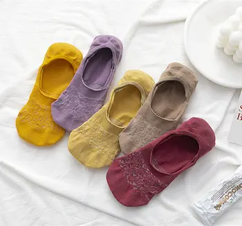 

Fashion Women's summer new mesh solid color light mouth invisible socks