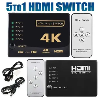 

5 Ports HDMI HUB HD 2K*4K 1080P Video HDMI Switch Switcher Splitter with IR Remote splitter Selector for HDTV DVD Laptop for PS3