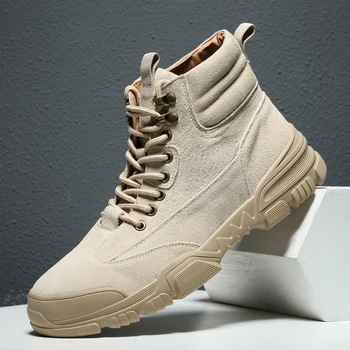 

2019 New Men's Martin Boots Autumn Winter Male High Top Shoes Men Desert Short Boots Fashion Work Safety Lace-Up Tooling Boots