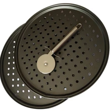 PHFU-сковороды для пиццы нож для пиццы из углеродистой стали перфорированная форма для выпечки с антипригарным покрытием, круглый поднос для пиццы Инструменты для выпечки Se