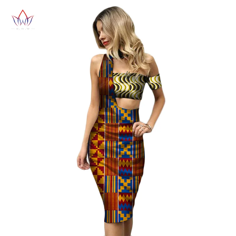 Летний Новый дизайн африканская восковая печать комплект из 2 предметов юбка
