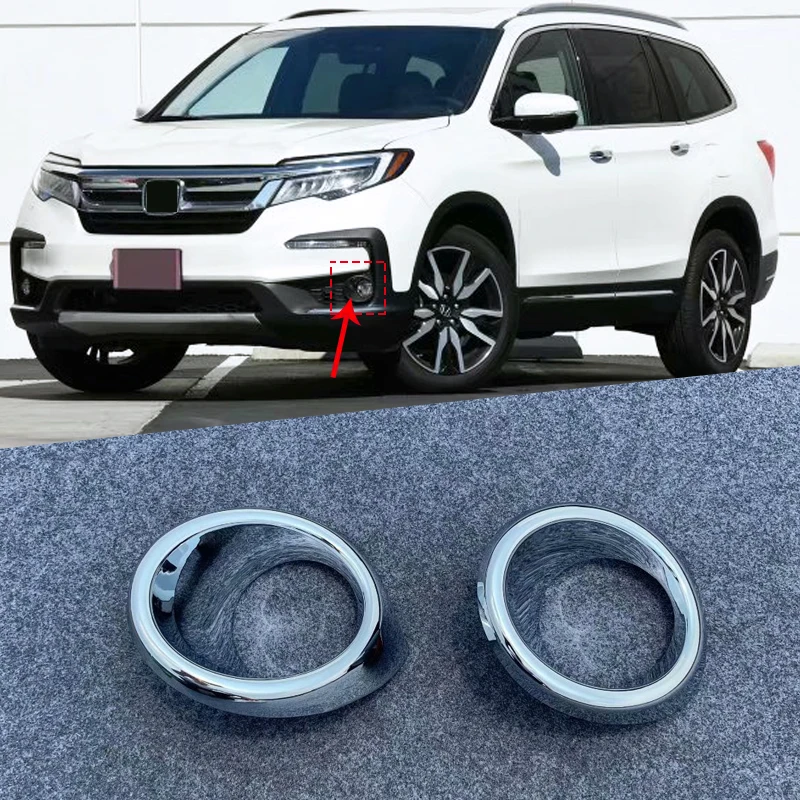 

For Honda Pilot 2019 2020 Front Bumper Fog Light Trim Rim Lamp Cover Cap Car Styling Reflective Sticker Kit Accessories