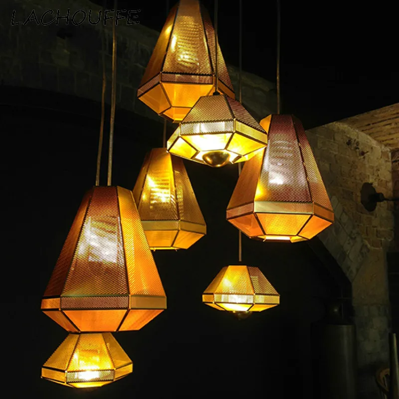 

Creative Industrial Led Pendant Lamp Lights Geometric Shape Hanglamp for Restaurant Bar Hotel Vintage Loft Decor Light Luminaire