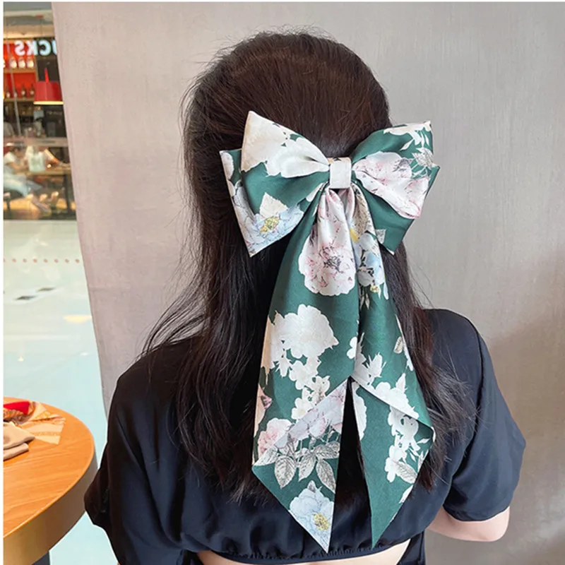 Solid Color Big Large Satin Bow Hairpins Barrettes For Women Girl Wedding Long Ribbon Korean Hair Clip Hairgrip Hair Accessories hair band for women Hair Accessories