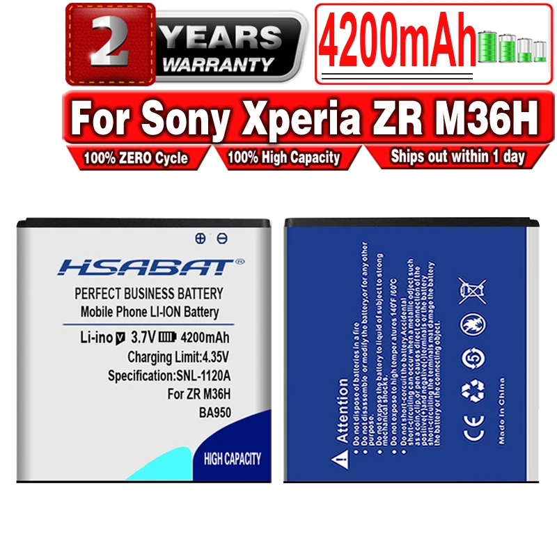 Аккумулятор HSABAT BA950 4200 мА · ч для Sony Xperia ZR M36H V C5502 A C5503 SO-04E AB-0300 | Мобильные телефоны