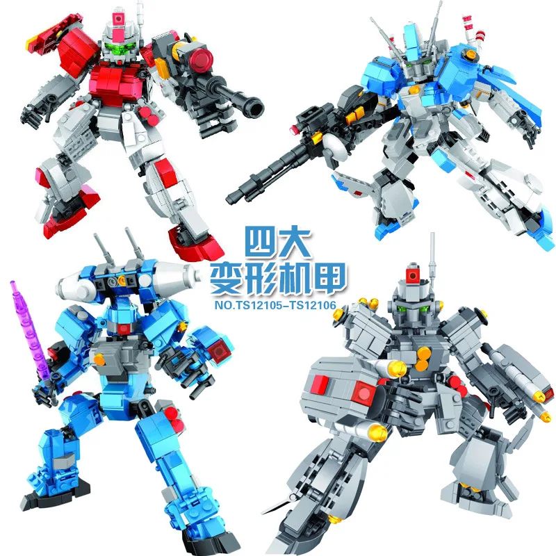 

Jinzhi diy qiaoletong Mech Series Changeable Modeling Boy Fight Inserted Educational Building Blocks Toy 12105/12106