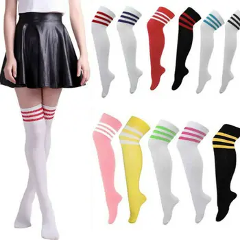 

Autumn Sweet Girl Vogue Thigh High Over Knee Acrylic Stockings Female Casual Cotton High Girls Womens Long Knee Stripe