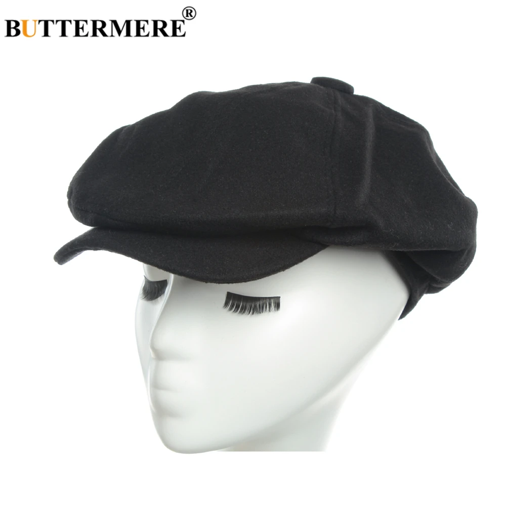 BUTTERMERE Woolen Harlem Newsboy Cap for Men Panel Cap Solid Black Ivy