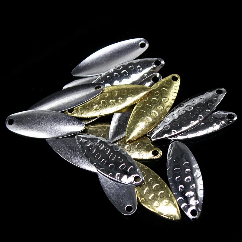 5Pcs/lot Bearing Ring Willow Leaf Sequin With Connector Metal Blades  Spinner Spoon Bait DIY Rattle