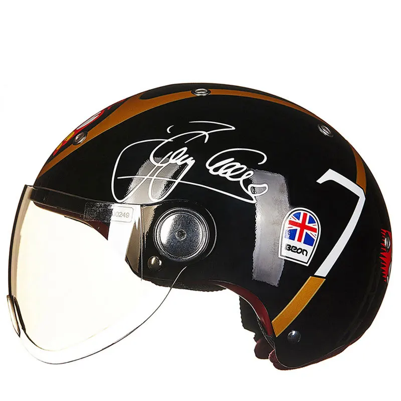 Открытый лицо e-Bike скутер мотоцикл половина шлем capacete cascos BEON B-103 - Color: Gloss Black Gold