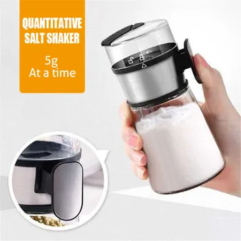 

Push-type Salt Dispenser Spice Shaker Stainless Steel Lid Condiment Pot Seasoning Bottle Glass Kitchen Tool Saltcellar