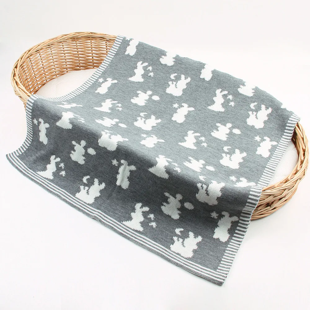 Чехол для новорожденных, коляска для младенцев, детское вязаное одеяло с кроликом, постельные принадлежности, одеяло для игр, постельные принадлежности, плед, диван, постельные принадлежности
