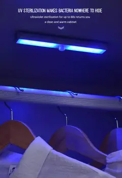 

20 LED 8 UV Lamp USB Rechargeable PIR Motion Sensor Closet Night Light LED Closet Light LED Under Cabinet Lightening