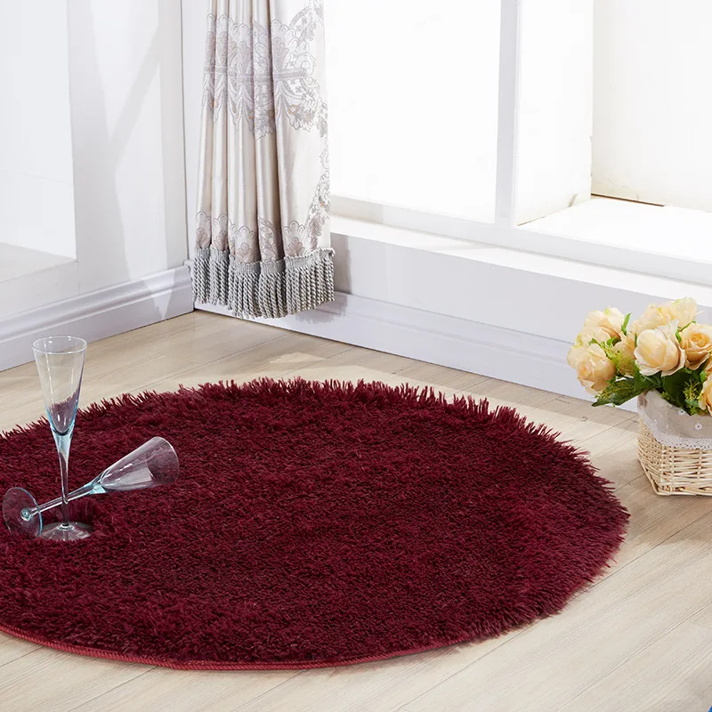 Long hair Red wine Пушистый круглый ковер ковры для гостиной Декор Искусственный мех ковер дети длинные плюшевые s спальня мохнатой области современный коврик - Цвет: Long hair Red wine