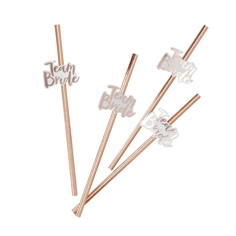 Rose Gold Straw 10 шт., сборные соломинки для невесты, розовое золото, сделай сам, ремесло с буквой, девичник, свадебное украшение, вечеринка «будущая Невеста», принадлежности - Цвет: Rose Gold Straw