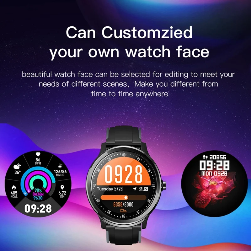 SN80 Smartwatch with Heart Rate Monitor Blood Pressure Clock Smart Waterproof Watch Support for Men Women