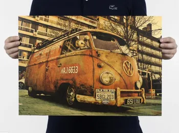 

Roadside Old Bus Vintage Kraft Paper Classic Movie Poster Map School Wall Garage Decoration Art Retro Prints