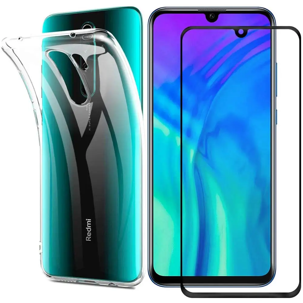 2 в 1 Стекло + 360 Полное покрытие чехол для Xiaomi Redmi Note 8 Pro 8T силиконовый на заднюю