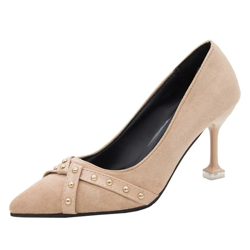 

Pointed Toe Metal decoration Slip On High Heels Sexy Elegant Ladies casual Wedding Shoes For Lady Office stiletto K16-03