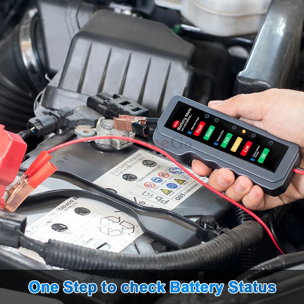 Mini 12V Car Battery Tester Digital Alternator Tester 6 LED Lights Display Car Diagnostic Tool Auto Battery For