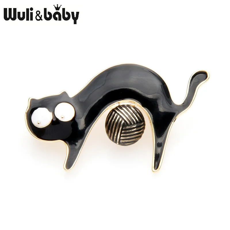 Эмалированная пряжа для кошек Wuli & baby броши с шариком женские милые черные и