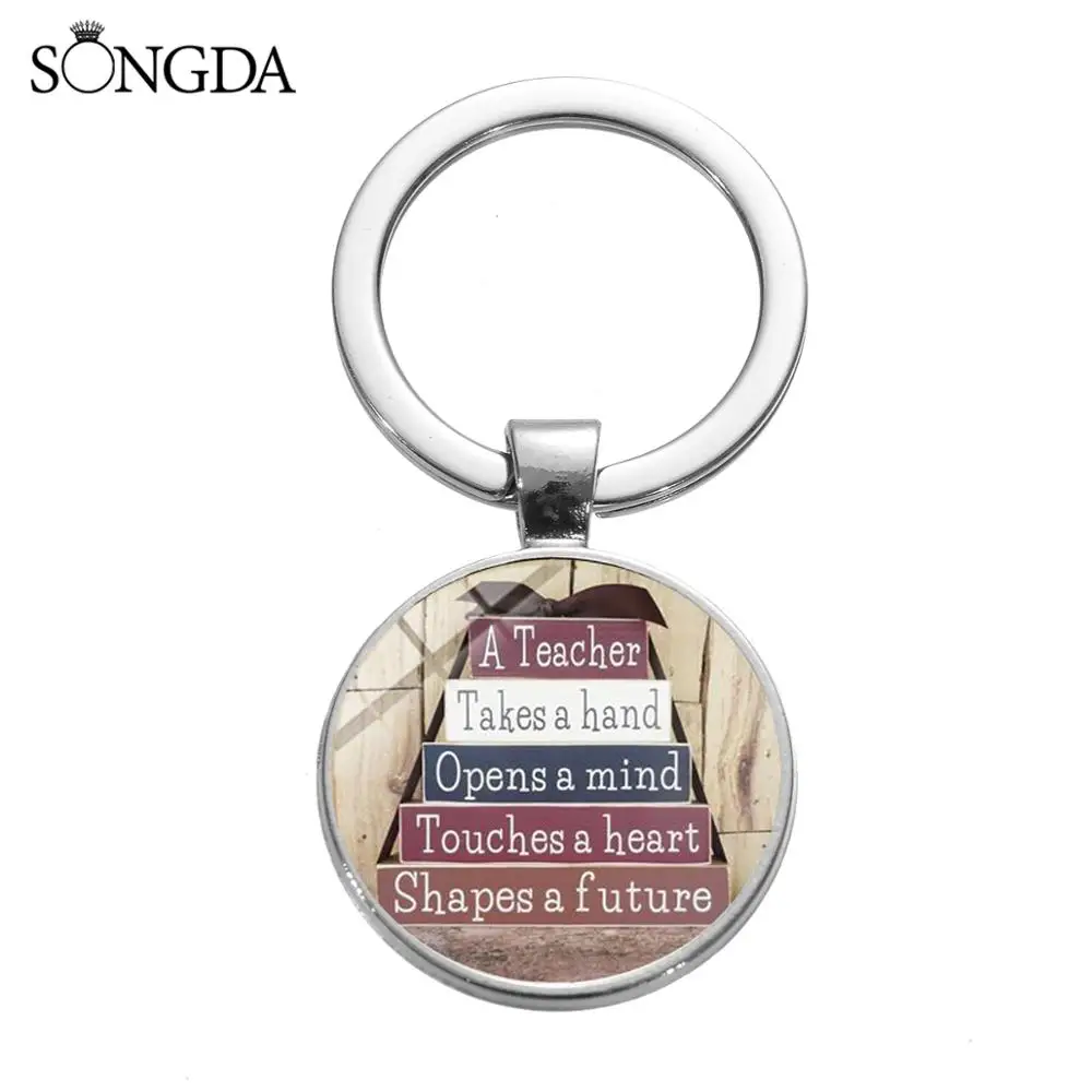 Тематический брелок для ключей на День учителя учитель открывает голову