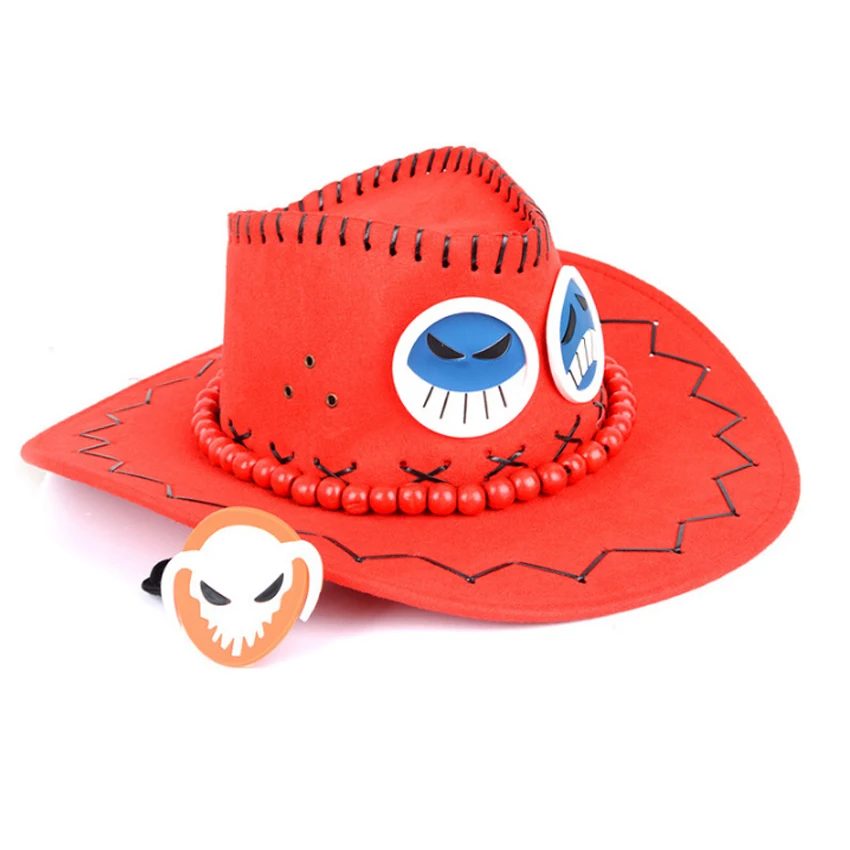 Anime Portgas D Ace Cowboy Chapéu Piratas Cap Cosplay Party Prop Fancy  Dress Gifts I