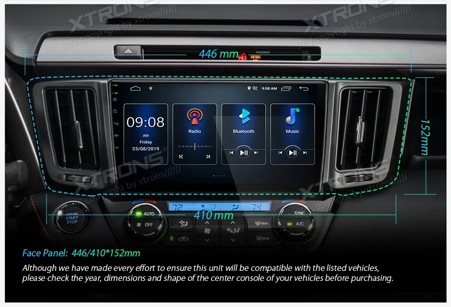 10," Android 9,0 Автомобильный мультимедийный gps радио для Toyota RAV4 2013(Левый руль) ips экран без DVD