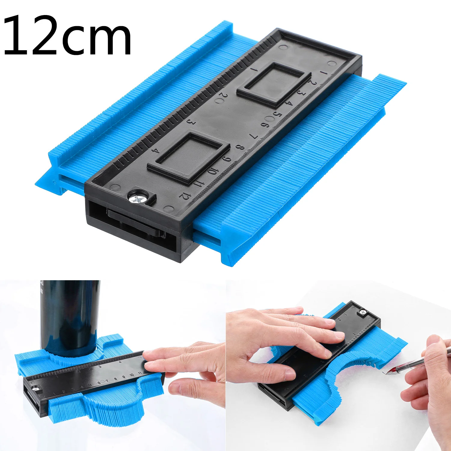 12cm blue 12/14/25/50 см контур датчик Пластик профиль копия контур датчики Стандартный Дерево Лазерная маркировочная инструмент в клеточку измерены в ненатянутом ламинат Плитки - Цвет: 12cm blue