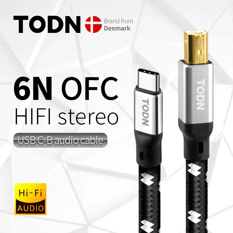 

todn usb dac cable type c to type b hifi Stereo cable 6N OFC Data audio digital Cable for mobile phone dac
