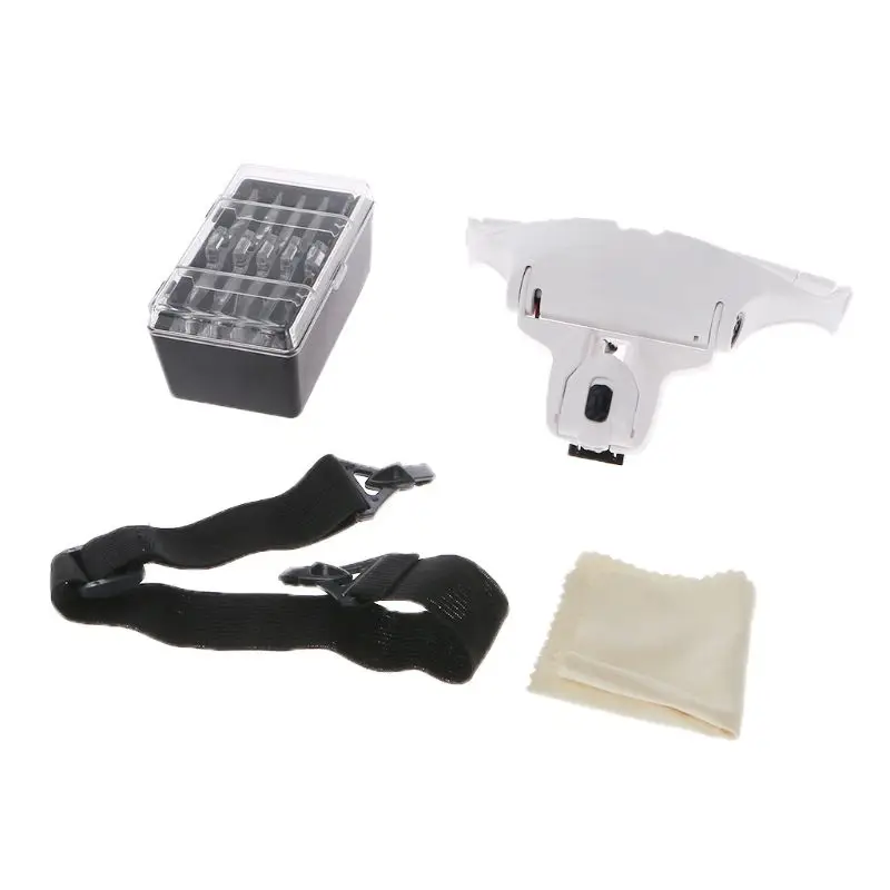 

1Pc Headband Magnifier Eye Glasses LED Light Jeweler Magnifying Glasses Optical Glass Tool Repair Reading Magnifier