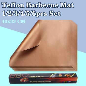 

BBQ Grill Mat Barbecue 1/2/3/5/6PCs Outdoor Baking Non-stick Pad Reusable Cooking Baking Plate Mats For Party BBQ Liner Tool