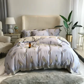 

New Products Spring and Summer 60 Simple Lenzing Tencel Beauty Tencel 4-piece Bedding Set Printing Crafts Bedding Pieces of Sets