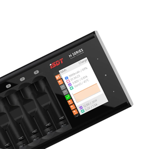 ISDT N8 18W 1.5A LCD AA/AAA Battery Quick Charger 8 Slots for LiIon LiHv Life NiMh Nicd Nizn Flash Sale