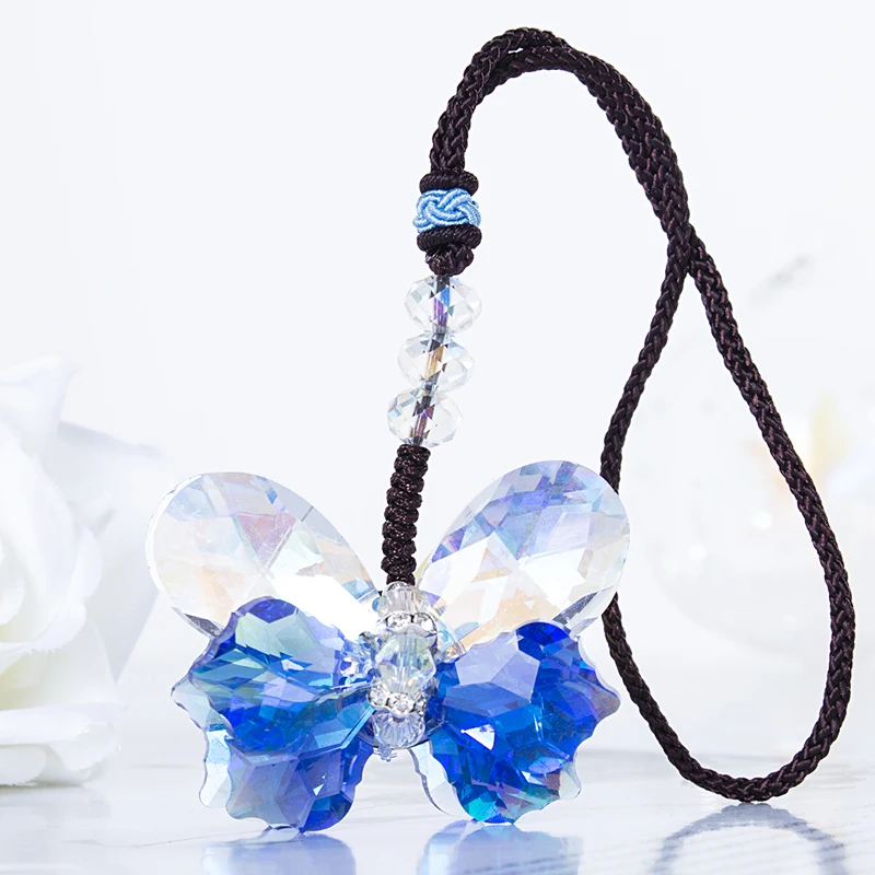 H& D 2 цвета хрустальные призмы бабочка Suncatcher украшения автомобиль подвесной Кулон Коллекция дома Свадебные украшения Рождественский подарок