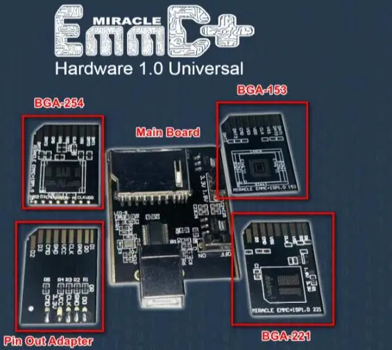 Antenna adapter Original Miracle eMMC Plus adapter Tool + Hardware 1.0 universal Bga 221,153,254 plate for Miracle thunder box work