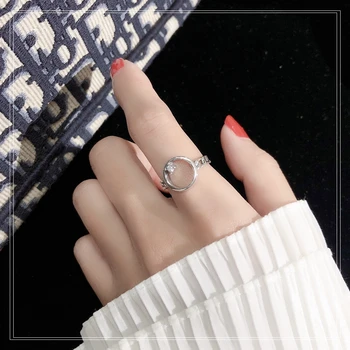

S925 sterling silver simple versatile circles ring Student lady ins Ladies and girlfriends Free freight gift party