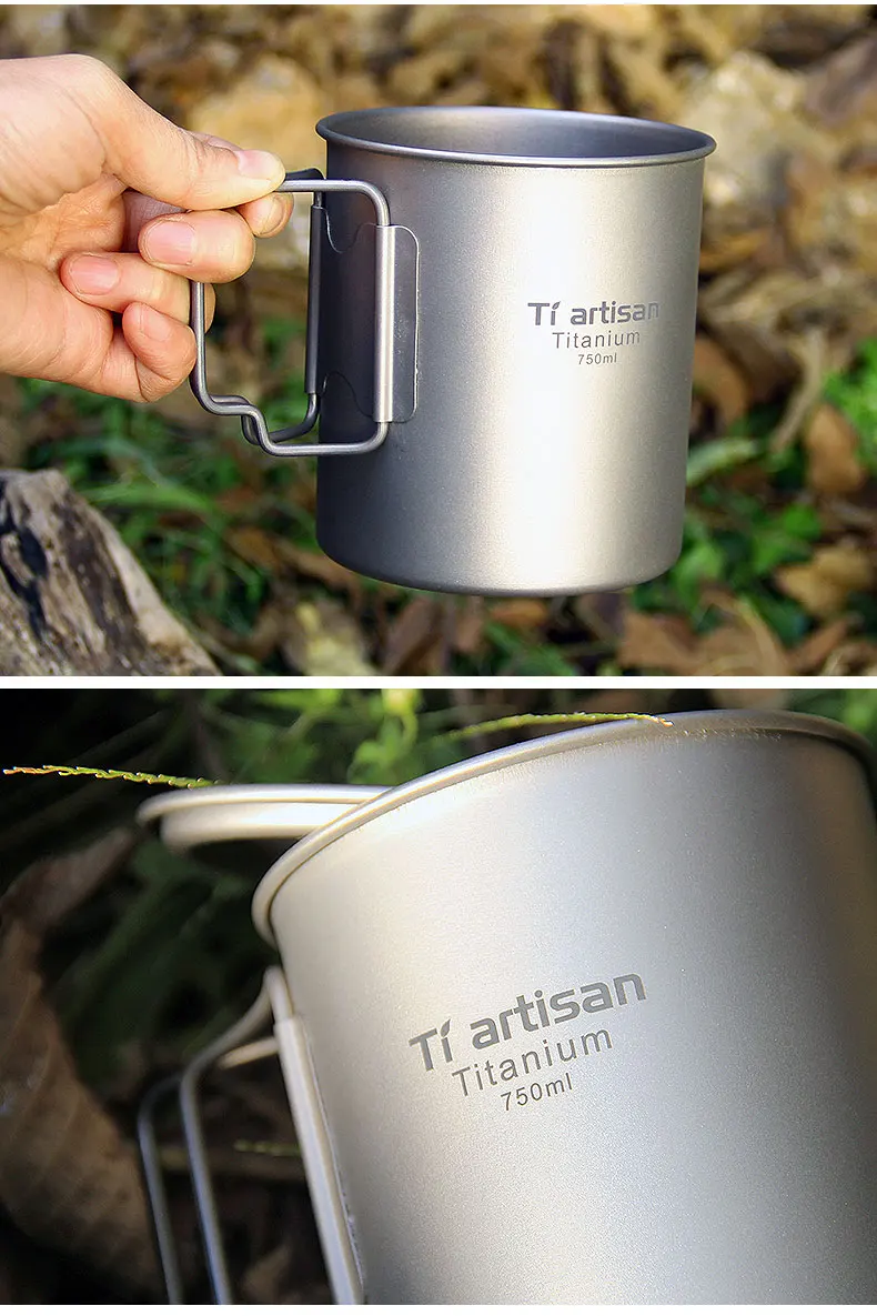 Tiartisan кухонные принадлежности титановая чашка для воды с Подарочная ложка портативная чашка Рождественская глубокая тарелка с ложкой для домашнего использования столовые приборы