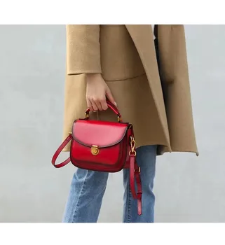 

Leather Shoulder Bag Female Bag 2019 New Wild Retro Saddle Bag Cowhide Women's Shoulder Bag High Quality Models