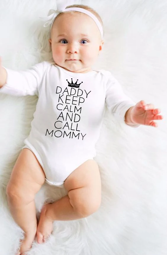 Daddy Keep Calm and Call Mommy забавные детские комбинезоны для младенцев с принтом Осенний комбинезон для маленьких мальчиков и девочек зимняя одежда
