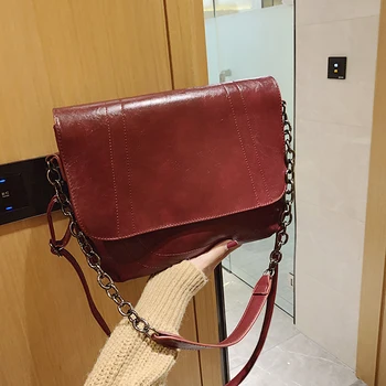 

Vintage Large Capacity Bags for Women Designer 2019 Luxury Chain Leather Shoulder Crossbody Bag Red Handbag Sac A Main Femme
