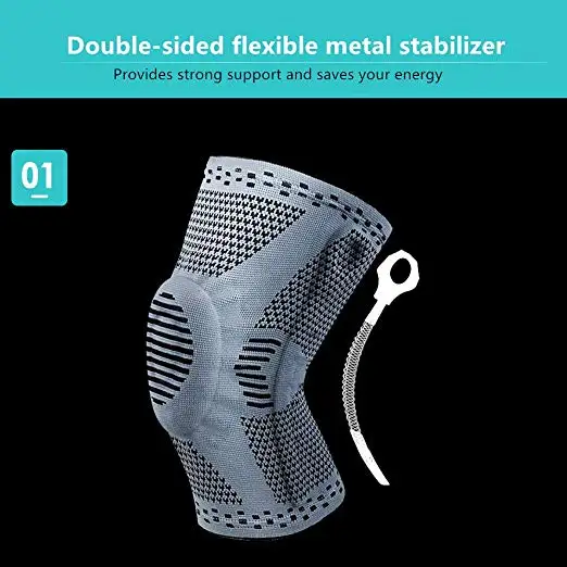 Professional Meniscus Tear Arthritis Sports Patella Knee Brace Compression Sleeve Elastic Knee Wraps with Gel Spring Support