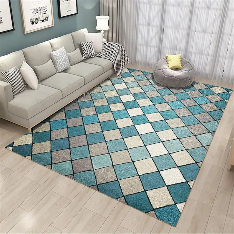 35 синий белый серый плед геометрический Коврик Скандинавская Современная гостиная Большой размер цветной ковер пол ковры спальня винтажный Противоскользящий