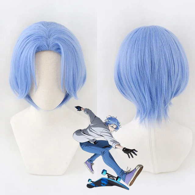 RUIMING Langa Wig , Anime SK8 Infinity Cosplay Wig Short Blue Hair for  Halloween Party, 1 Count (Pack of 1)