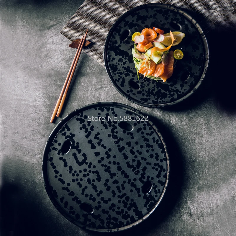 Creative Sashimi Dry Ice Plate Japanese Salmon Seafood Sushi Restaurant High-end Flat Plate Serving