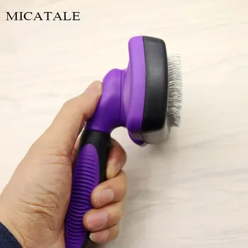 

MICATALE Hot Pet Massage Brush Removal Comb Handle Pet Grooming Massage Tool Remove Loose Hairs for Cats Pet Cleaning Supplies