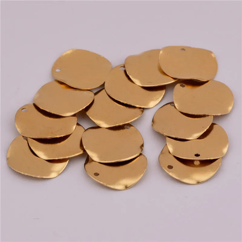 

15mm irregular wave single-hole copper round piece DIY minimal earring pendant rough jewelry accessories JH8001