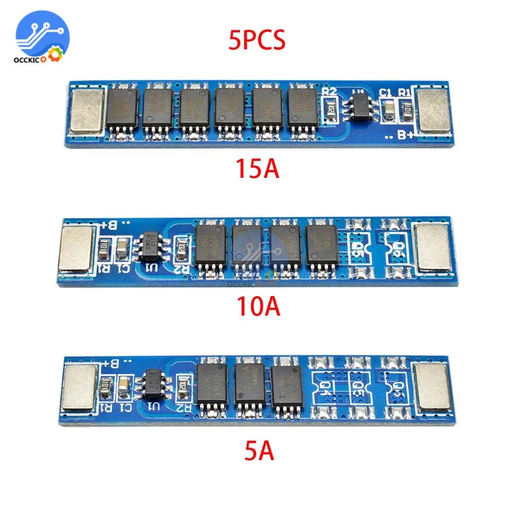 5 шт./лот BMS 1S 5A 10A 15A 3 7 V 3MOS 4MOS 6MOS 18650 Защитная плата для зарядки литиевой батареи 16850