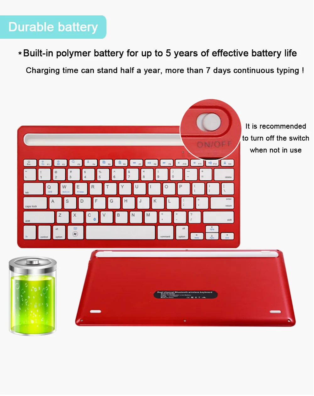 Оригинальная портативная беспроводная bluetooth-клавиатура для планшета, ноутбука, iPad, Поддержка IOS, Android, система телефона, совместимая с несколькими системами